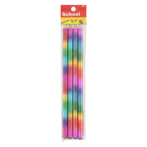 School Rainbow Pencils 4 Pack