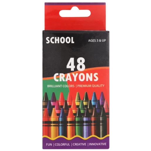 School Multicoloured Short Wax Crayon Set 48 Pack