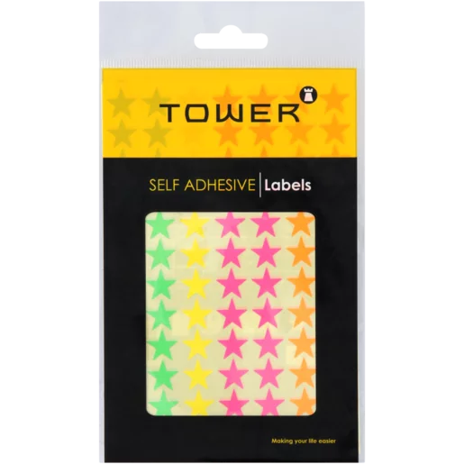 TOWER Multicoloured Fluorescent Self-Adhesive Star Stickers 168 Piece