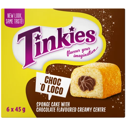 Tinkies Chocolate Portion Flavoured Creamy Sponge Cakes 6 x 45g