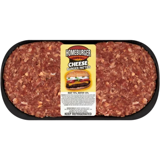 Homeburger Cheese Burger Patties Per KG (4 Patties)