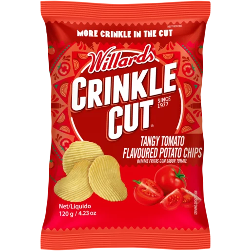 Willards Crinkle Cut Tomato Flavoured Potato Chips 120g