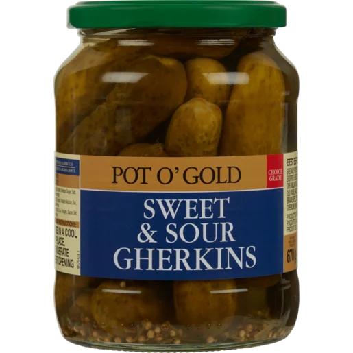 Pot O’ Gold Sweet & Sour Gherkins 670g