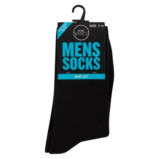 Bare Basics Mens Anklet Socks Size 7-11 (Assorted Sizes – Single Pair)