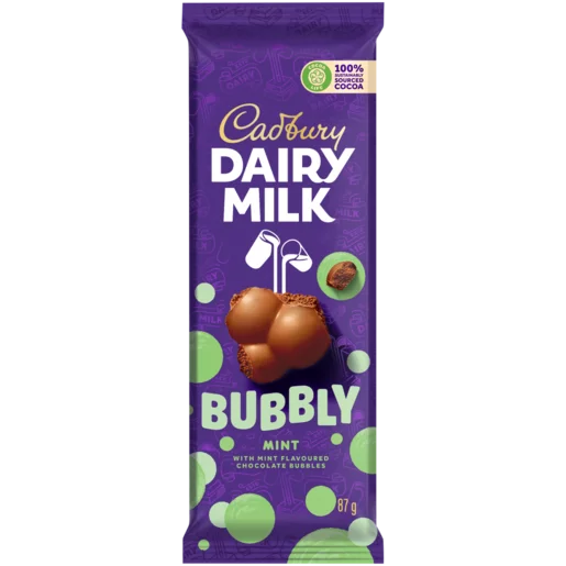 Cadbury Dairy Milk Bubbly Mint Chocolate Slab 87g
