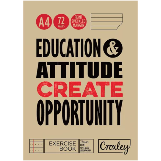Croxley A4 Feint Speckled Margin Exercise Book 72 Pages