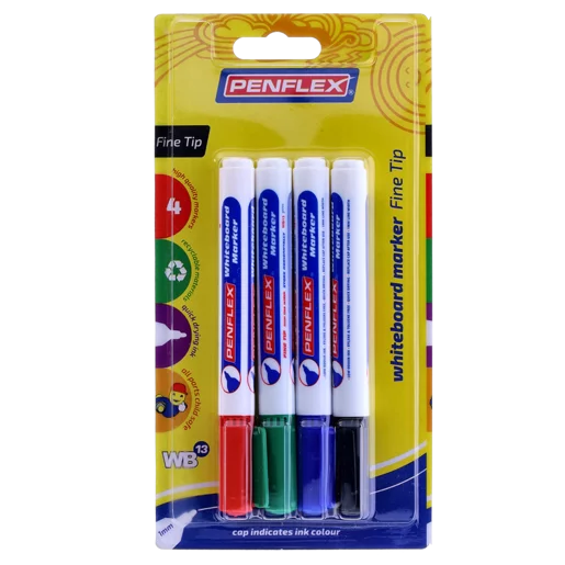 Penflex Fine Whiteboard Markers 4 Pack 1mm