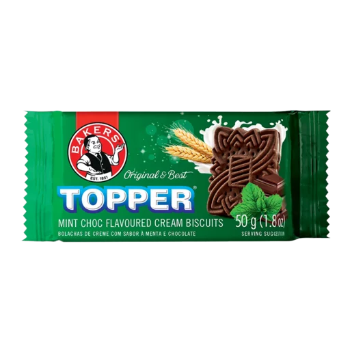 Bakers Topper Chocolate Mint Flavoured Cream Biscuits 50g