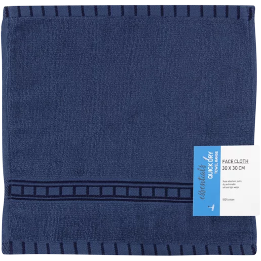 Essentials Navy Quick Dry Face Cloth 30 x 30cm