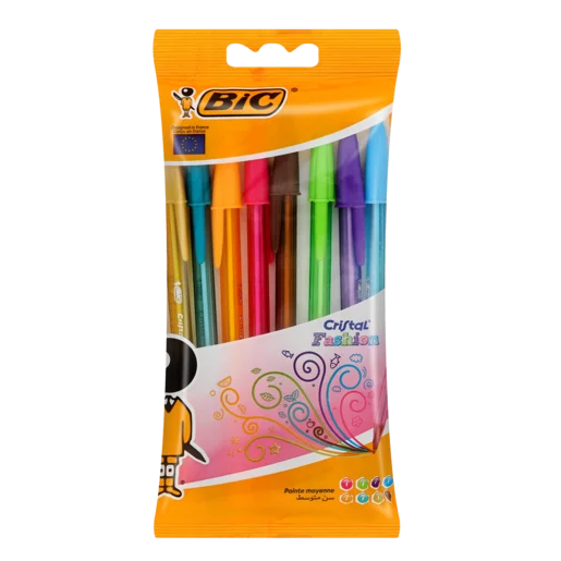 BIC Cristal Fashion Colours Ballpoint Pens 8 Pack