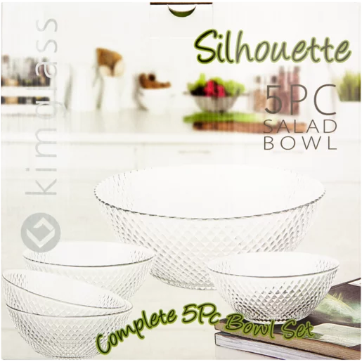 KIM Glass Silhouette Salad Bowl Set 5 Piece