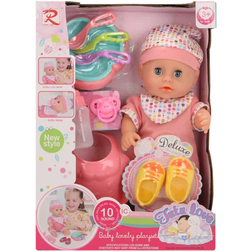 Tutu Love Deluxe Speaking Baby Doll Play Set 10 Piece