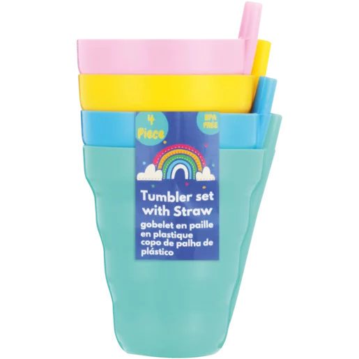 Kids Tumbler With Straw Set 4 Piece