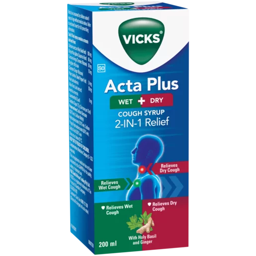 Vicks Acta Plus Wet & Dry Cough Syrup 200ml