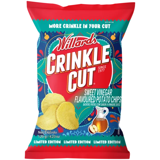 Willards Crinkle Cut Sweet Vinegar Flavour Potato Chips 120g