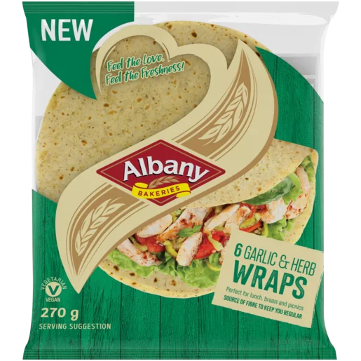 Albany Garlic & Herb Wheat Wraps 6 x 45g