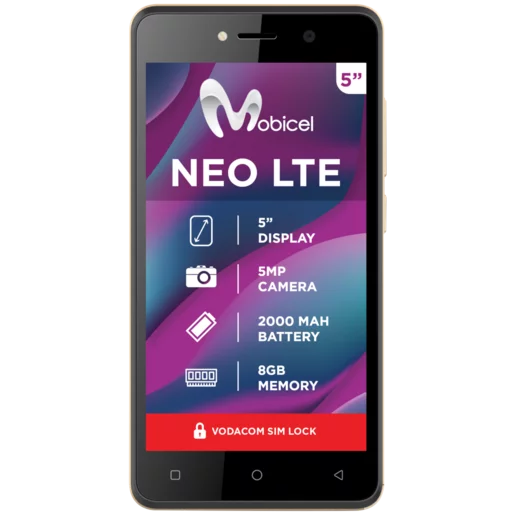 Mobicel Neo LTE Gold Smartphone Cellphone 16GB