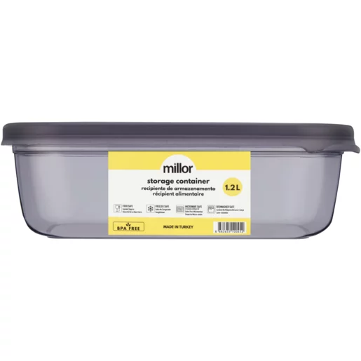 Millor Grey Rectangular Storage Container 1.2L