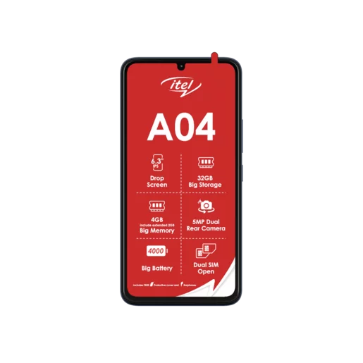 itel A04 Black Cellphone