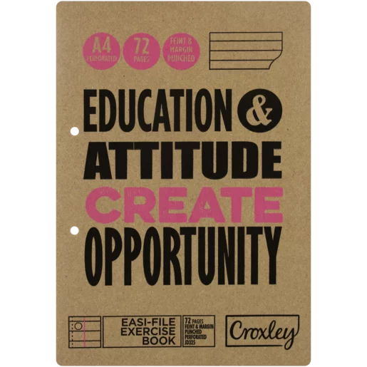 Croxley A4 Feint & Margin Punched Exercise Book 72 Pages