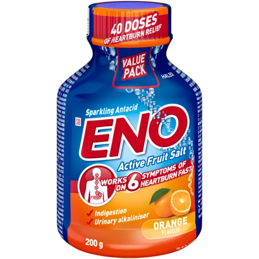 ENO Orange Flavour Sparkling Antacid Active Fruit Salt 200g