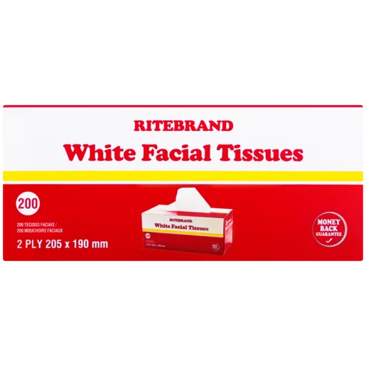 Ritebrand White 2-Ply Facial Tissues 200 Pack
