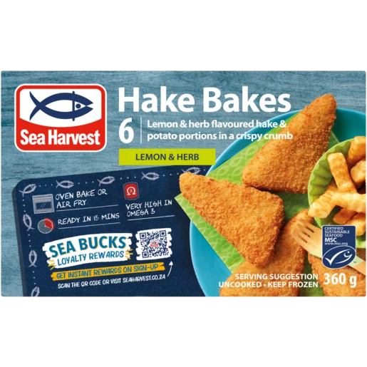 Sea Harvest Lemon & Herb Frozen Hake Bakes 360g