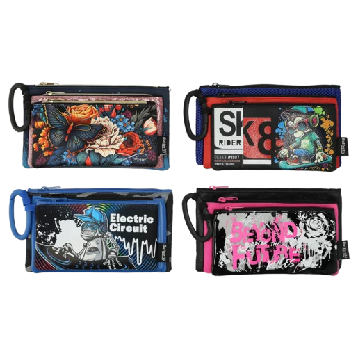 Butterfly Triple Luxury Pencil Bag 3 Piece (Design May Vary)