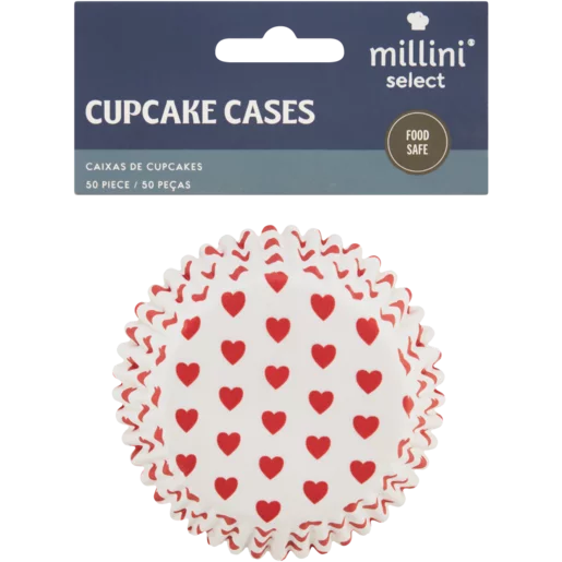 Millini Red Heart Cupcake Cases 50-Pack