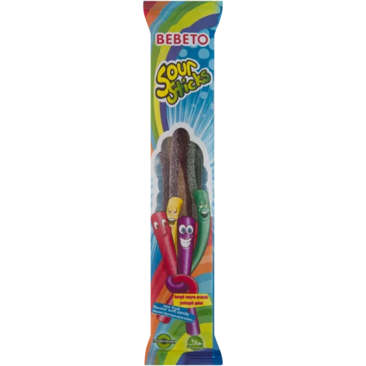 Bebeto Sour Sticks Mix Fruit Flavour Soft Candy 30g