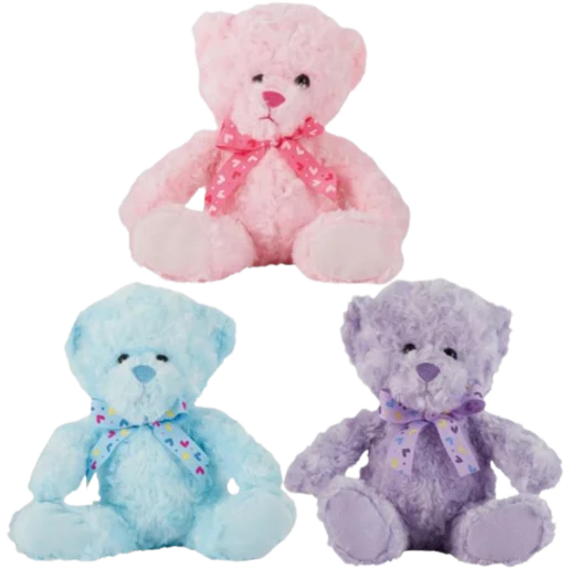 Frosted Swirl Plush Bear with Ribbon 20cm (Colour May Vary)