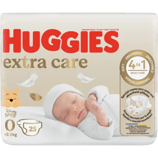 Huggies Extra Care Size 0 Diapers 25 Pack