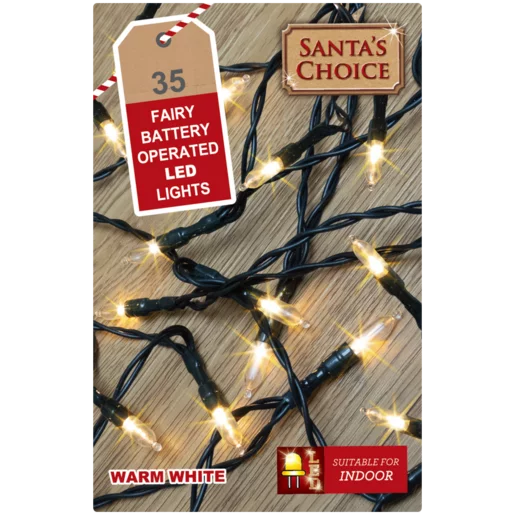 Santa's Choice Warm White Battery Operated 35 LED Fairy String Lights