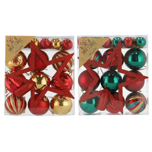 Santa's Choice Christmas Ornament Balls 22 Piece (Colour May Vary)