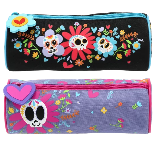 Sugar Skull Round Pencil Bag (Design May Vary)