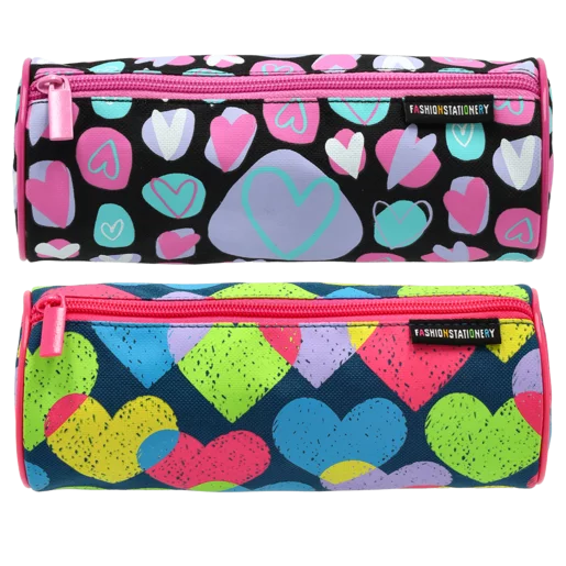 Hearts Graffiti Round Pencil Bag (Design May Vary)