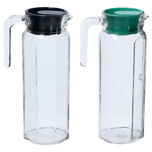 Hexagon Glass Jug with Lid Single (Colour May Vary)