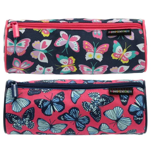 Butterfly Lined Round Pencil Bag (Print May Vary)