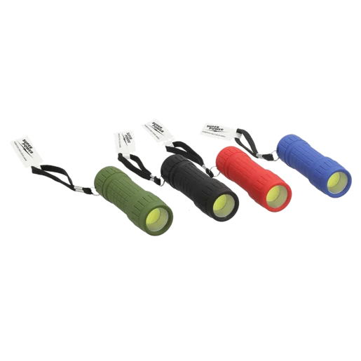 Super Power Rubberised LED COB Torch 80 Lumens (Colour May Vary)
