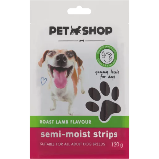 Petshop Roast Lamb Flavour Semi-Moist Dog Treat Strips 120g