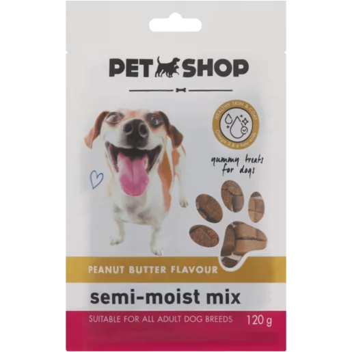 Petshop Peanut Butter Flavour Semi-Moist Dog Treat Mix 120g