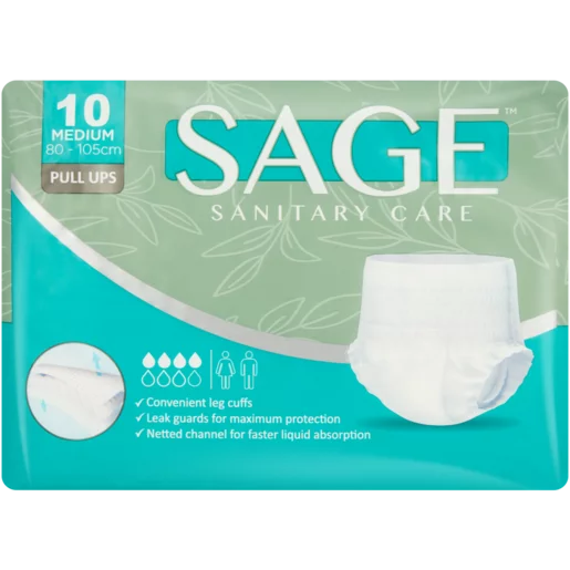 Sage Medium Disposable Adult Pull Ups 10 Pack