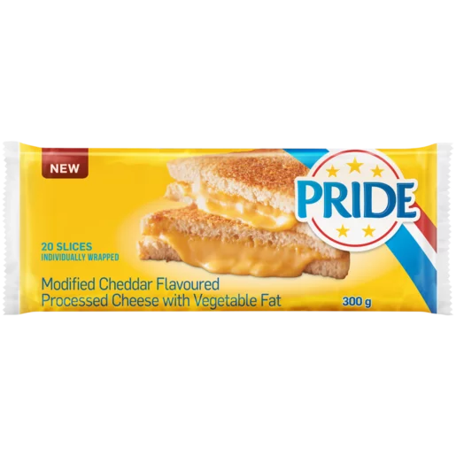 Pride Modified Cheddar Flavoured Processed Cheese Slices 20 Pack
