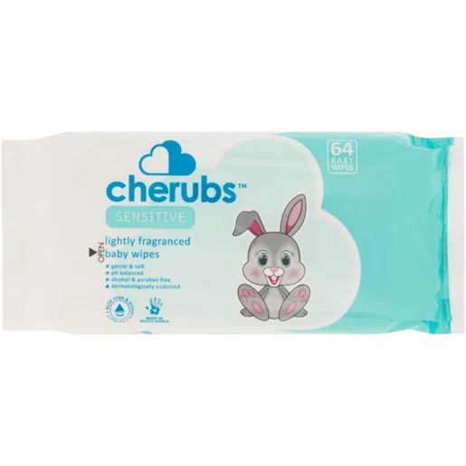 Cherubs Sensitive Lightly Fragranced Baby Wipes 64 Pack