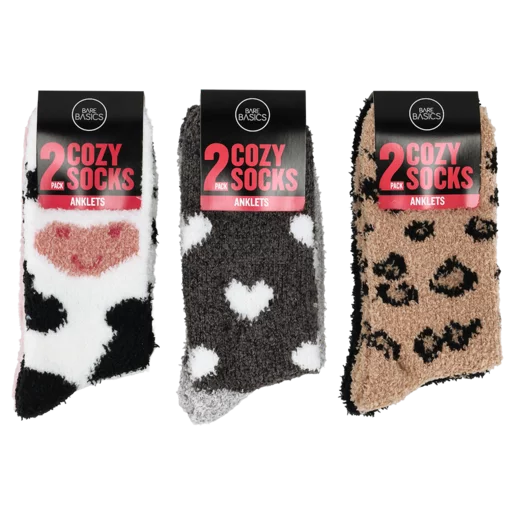 Bare Basics Ladies Cosy Sleep Socks 2 Pack (Design May Vary)