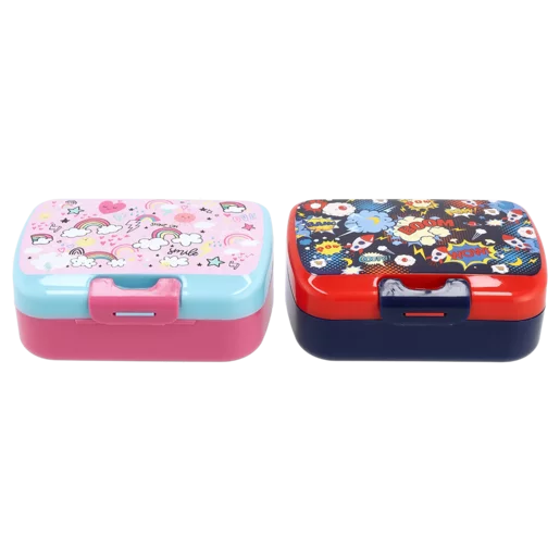 Rainbow & Boom Lunch Box with Clip (Design May Vary)