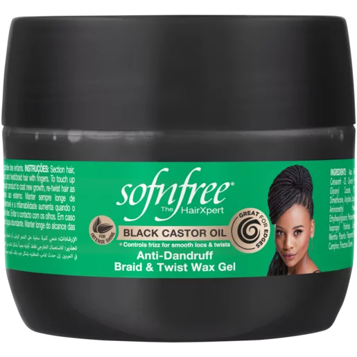 Sofnfree Black Castor Oil Anti-Dandruff Braid & Twist Wax Gel 125ml