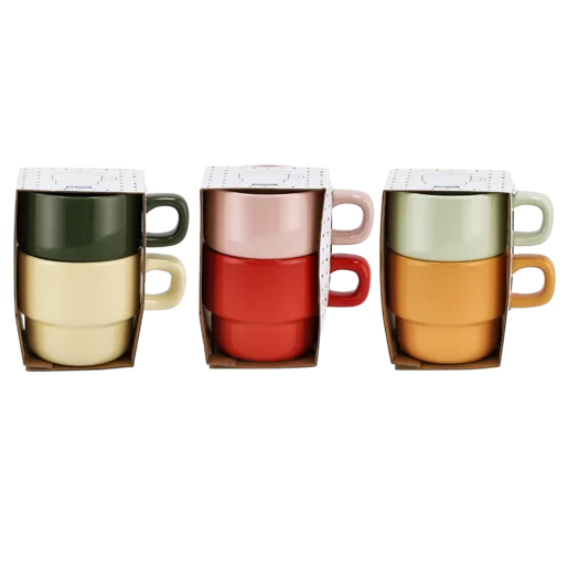 Stackable Stoneware Coffee Mug 290ml 2-Pack (Colour May Vary)