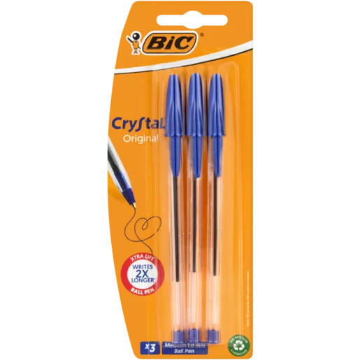 BIC Crystal Xtra Life Blue Ballpoint Pens 3 Pack