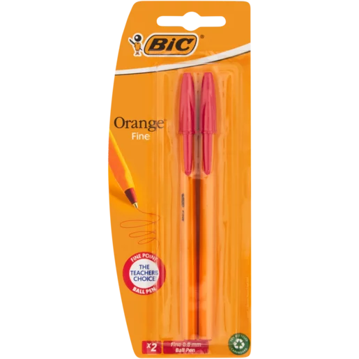 BIC Orange Red Fine Ballpoint Pens 2 Pack
